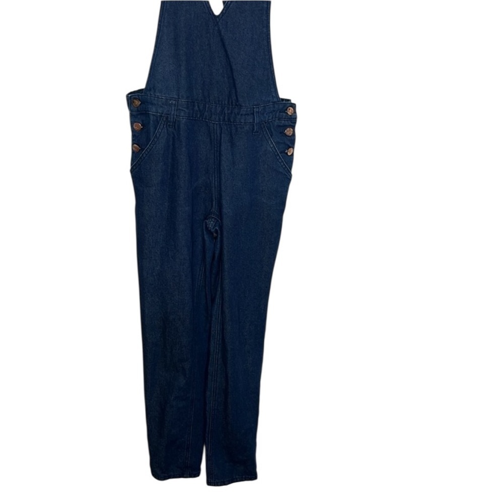 91: LTD Dark Denim V-Neck Overalls Women Size 4 BLEMISH - Picture 2 of 7